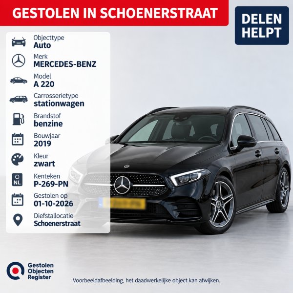 Gestolen Auto MERCEDES-BENZ P269PN
