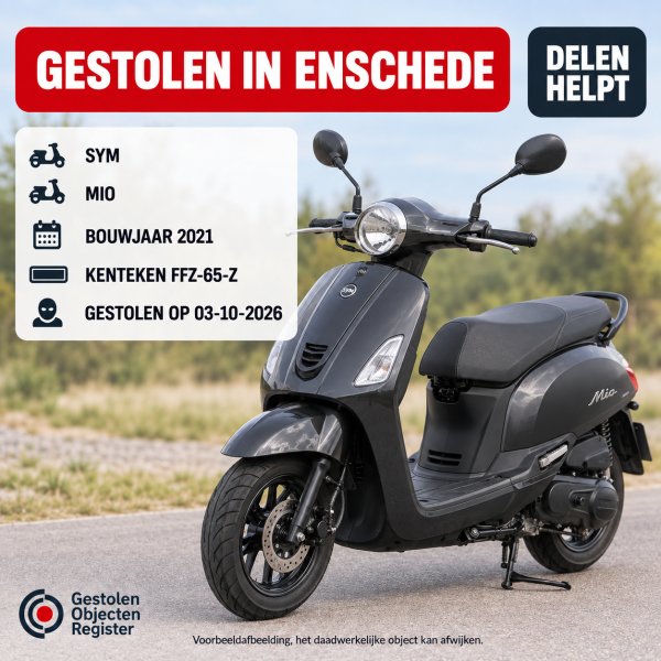 Gestolen Scooter SYM FFZ-65-Z