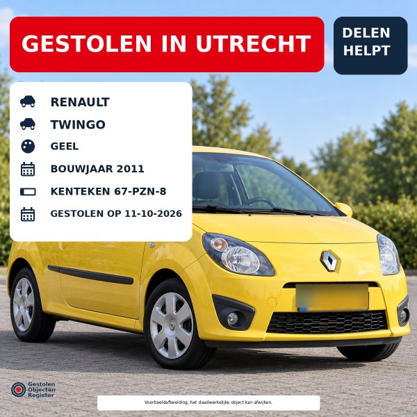 Gestolen Auto RENAULT 67-PZN-8